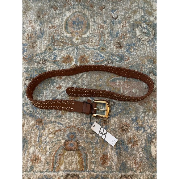 NWT B-Low the Belt Reese Western Perforated Laced Up Belt Brown Gold Medium - Picture 2 of 8